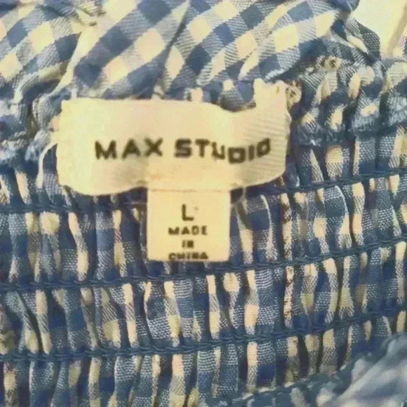 Max Studio top| blue/white gingham | size Large - Picture 2 of 5